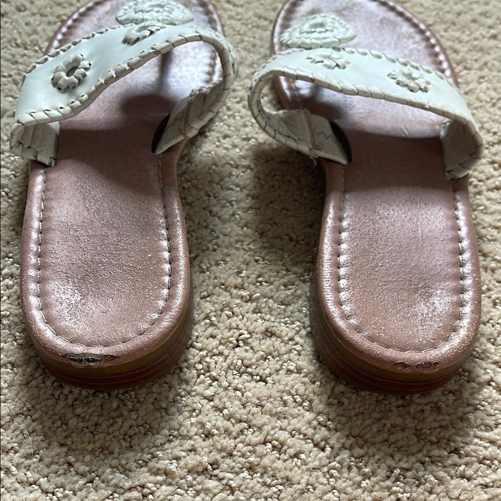 Hot Cakes White and Brown Sandals with Embellished Straps - Picture 5 of 7